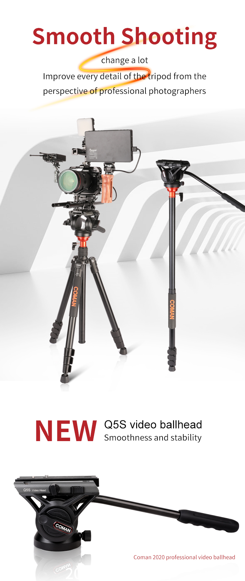 Coman DF06Q5S Video Tripod