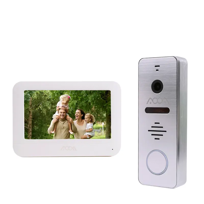 Registrazione di appartamenti a buon mercato video sportello del telefono 4 cablato touch button indoor station monitor sistemi