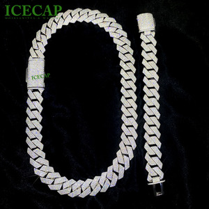 Icecap 20 מ "מ מותאם אישית 925 שרשרת כסף סטרלינג עם dvvs moissanite שרשרת קישור לקובה לגברים של ההיפ הופ של גברים