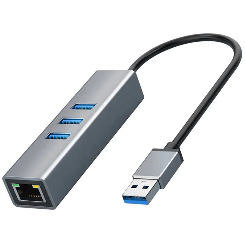 Wholesale 3 Ports USB 3.0 Gigabit Ethernet Lan RJ45 Network Adapter Hub To 10/100/1000 Mbps