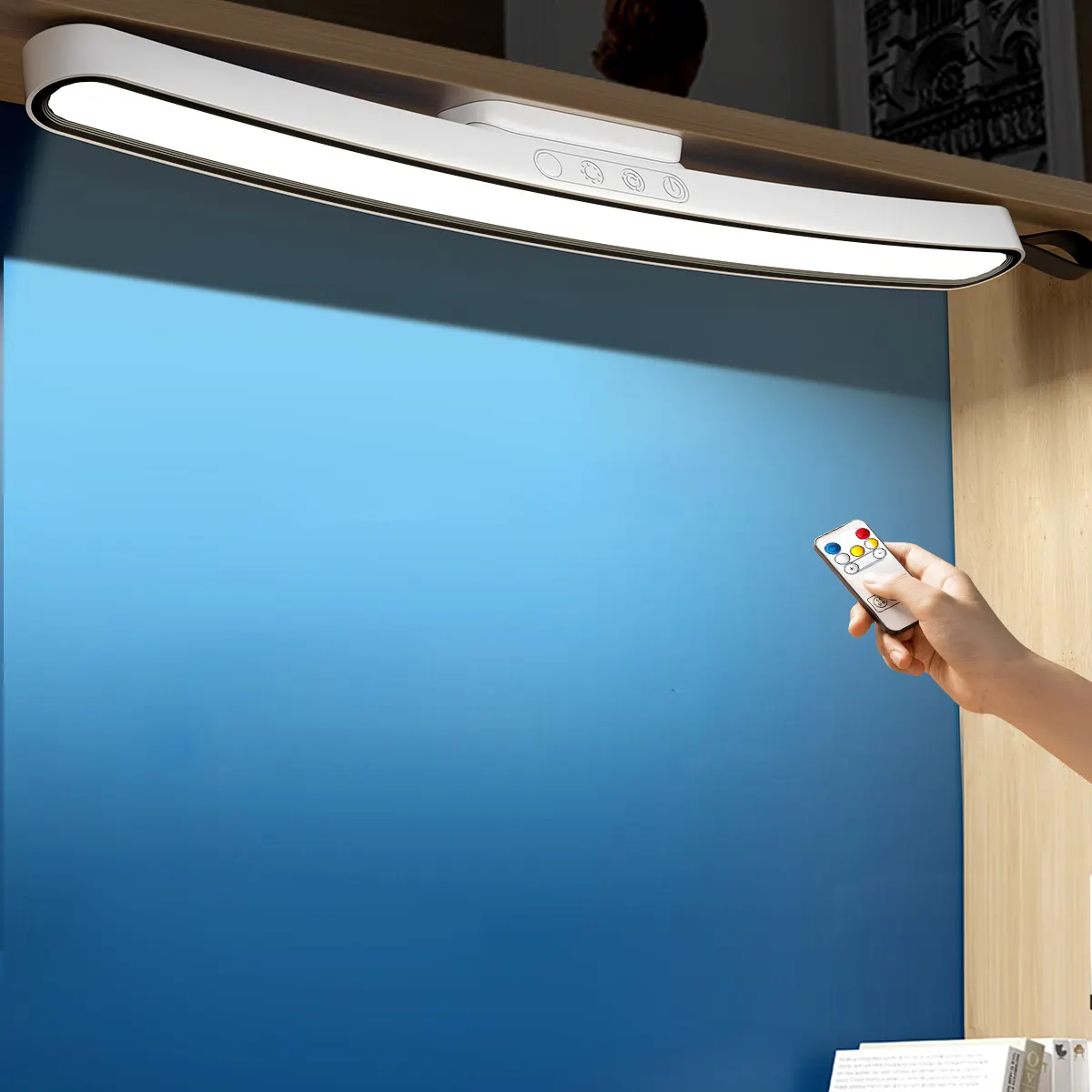 Lâmpada de mesa inteligente magnética sem fio com luz de leitura lateral para dormitório, luz noturna sensível ao toque sob o armário com controle remoto