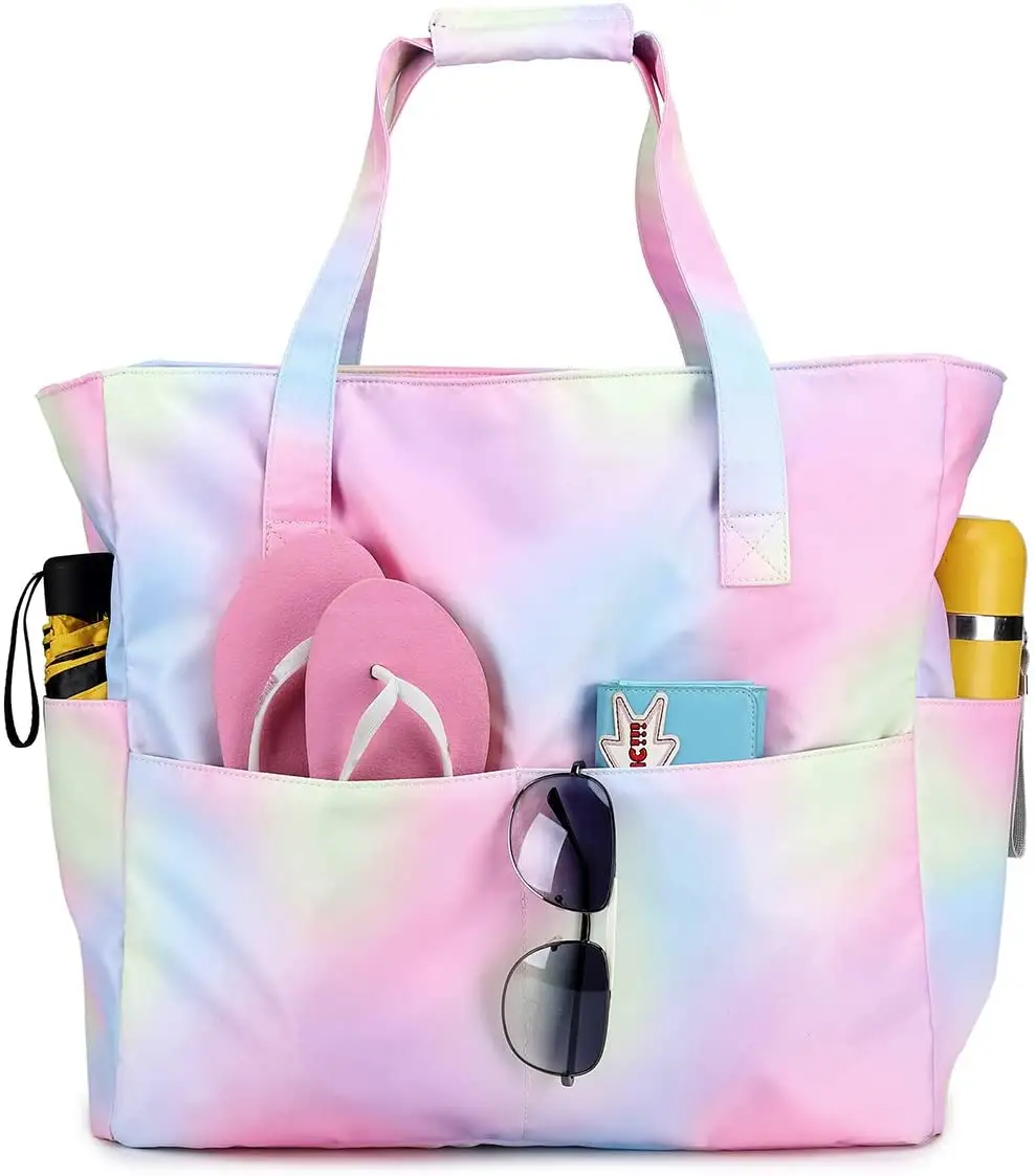 Bolso de playa para mujer, bolsa grande para gimnasio, con compartimiento húmedo, impermeable, para viajes de fin de semana, 2021