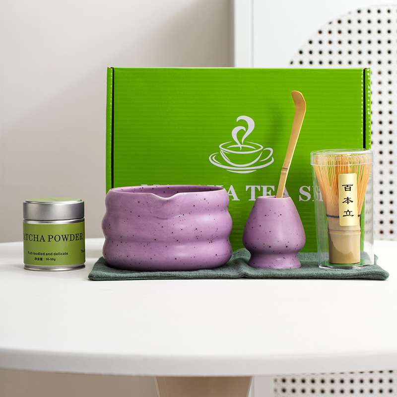 Set di 6 pezzi viola con punto di sabbia Sq (scatola di colore verde puro)