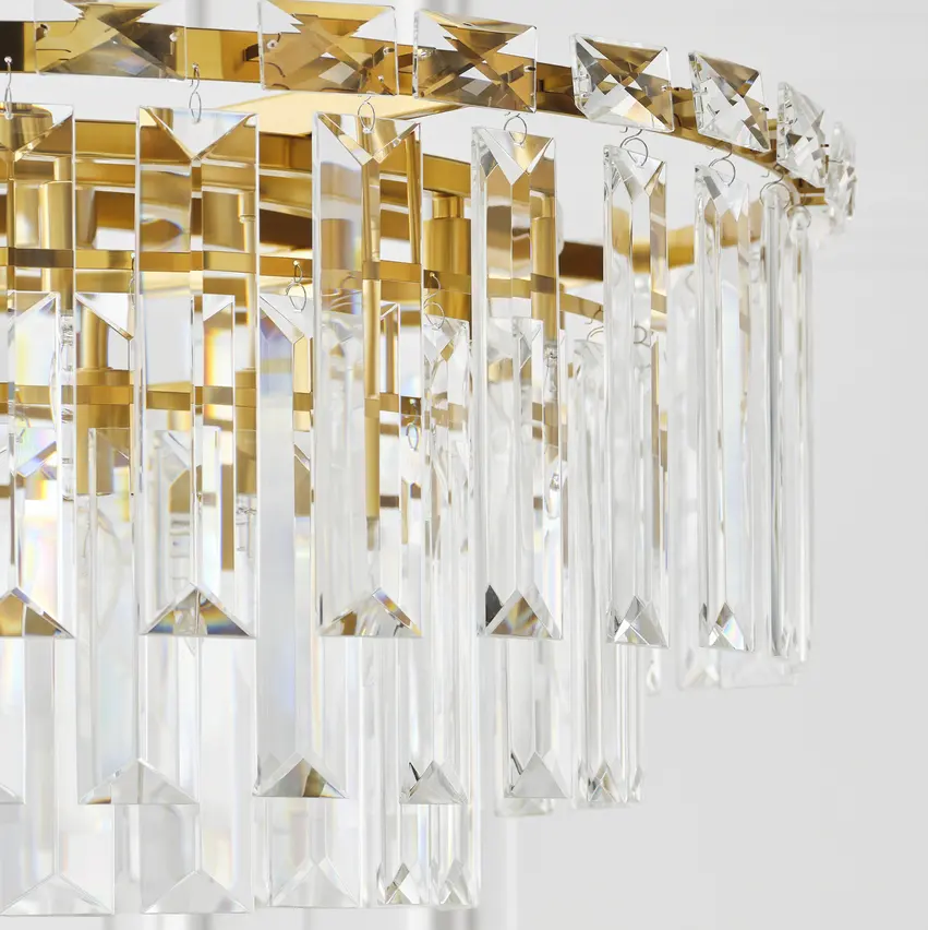 Vente chaude ingénierie européenne créative décorative en laiton suspendus led lustres de luxe en cristal de verre clair