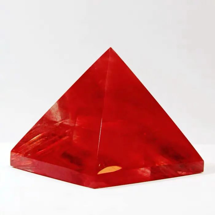 Pyramide lumineuse en cristal rouge, modèle de grande qualité, pierre en fusion d'énergie standard, vente en gros