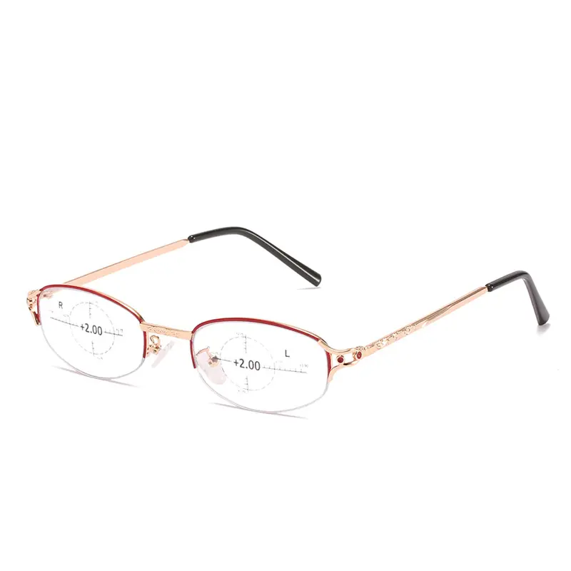 Nieuwe Mode Anti Blauw Licht Presbyopie Bril Voor Ouderen Ring Focus Hd Presbyopie Bril Metalen Leesbril
