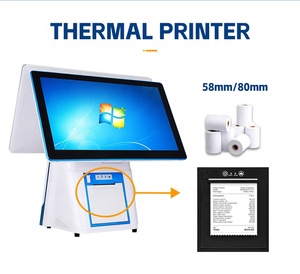 Sinmar 15.6 pollici Computer Desktop All-in-one a doppio schermo tutto in uno Touch Screen Checkout POS Computer PC con stampante - Product Image 5