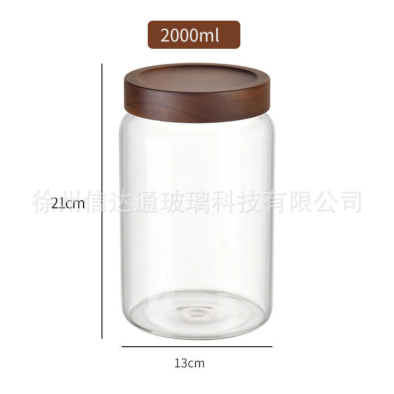 Boîte à thé 2000 ml - Couvercle en bois d'acacia - Unité simple