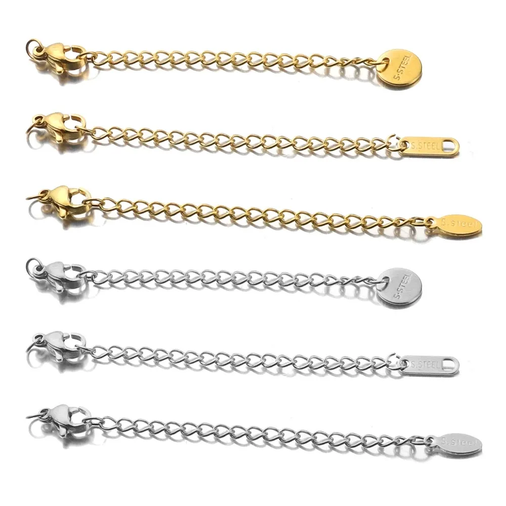 De acero inoxidable se extensión de la cola de cadena langosta cierres conector de la fabricación de la joyería DIY hallazgos pulsera collar