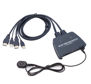 VCOM <strong>2</strong> Port DP <strong>KVM</strong> <strong>Switch</strong> 4K 60Hz Built-in USB Cable External Button Control <strong>2</strong> Computer Sharing <strong>1</strong> Monitor