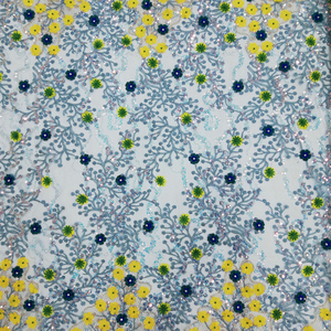 Tissu de broderie en maille, tissu de dentelle perlé de luxe fait à la main pour la mariée - Product Image 1