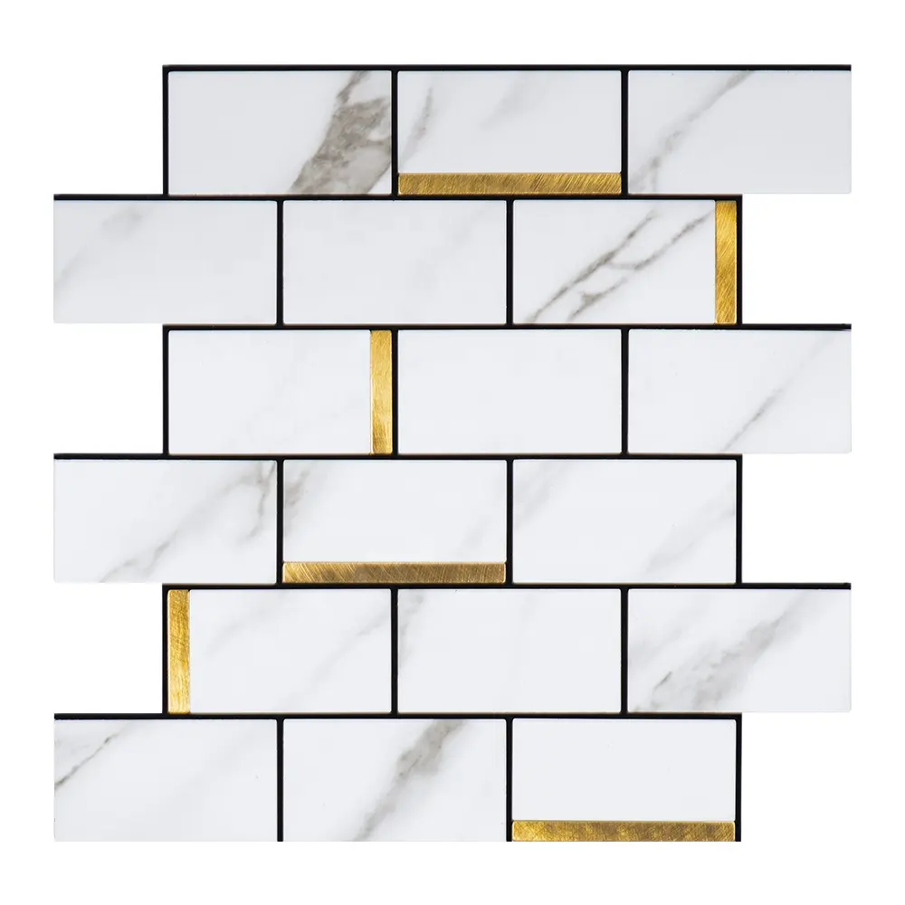 Backsplash autoadesivo delle mattonelle della parete del pvc e di alluminio di diy della cucina di arte 3d