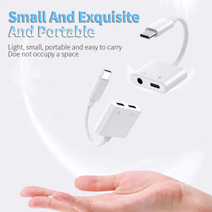 2合1 USB C至Type-C音频适配器3.5毫米连接器DC输出耳机充电辅助电缆三星小米插件连接 - Product Image 5
