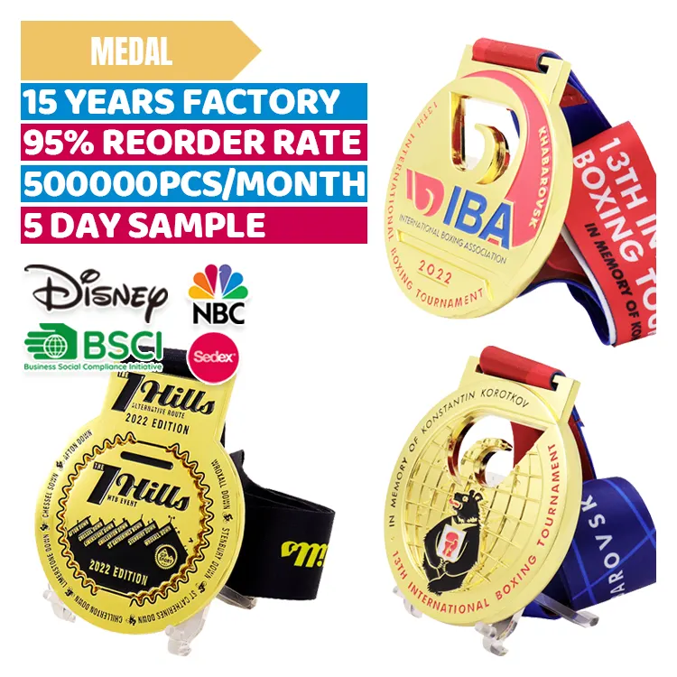 ميدالية سلسلة دوران مخصصة مقاس 6 بوصات مخصصة بشعار خاص بك أو ميداليات فرق الذهب لكأس قلادة كرة القدم