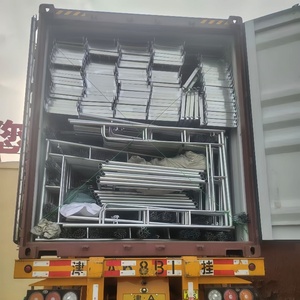 Andamio de marco de escalera de metal para sistema de construcción y tipo de escalera de acero Marco de fachada móvil Piezas de andamio para construcción
