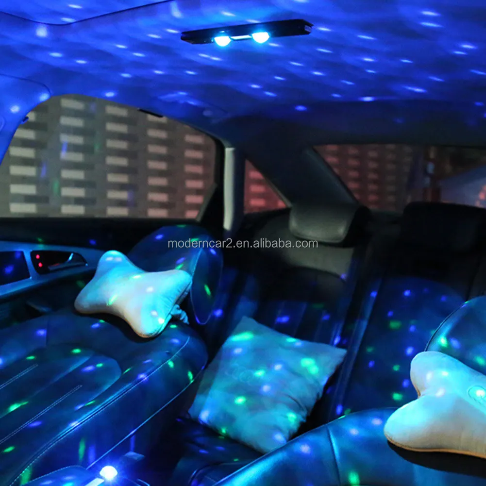 Araba iç ortam ışığı 5 modlu yıldız atmosfer lambası USB şarj edilebilir çok renkli akülü dekoratif kubbe ışık için otomatik ev