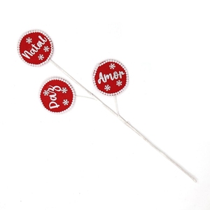 人造圆毡雪花图案采摘圣诞出生装饰红色茎高品质 - Product Image 4