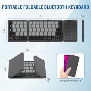 Ultra-Thin Portable Wireless Foldable <strong>Keyboard</strong> Touch Pad <strong>Number</strong> Pad Rechargeable <strong>USB</strong> Bluetooth Mechanically Compatible Android - Product Image 5