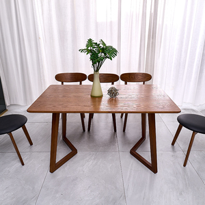 Pies en forma de V Mesa de comedor rectangular Muebles modernos Desayuno Juego de mesa de comedor larga 6 sillas