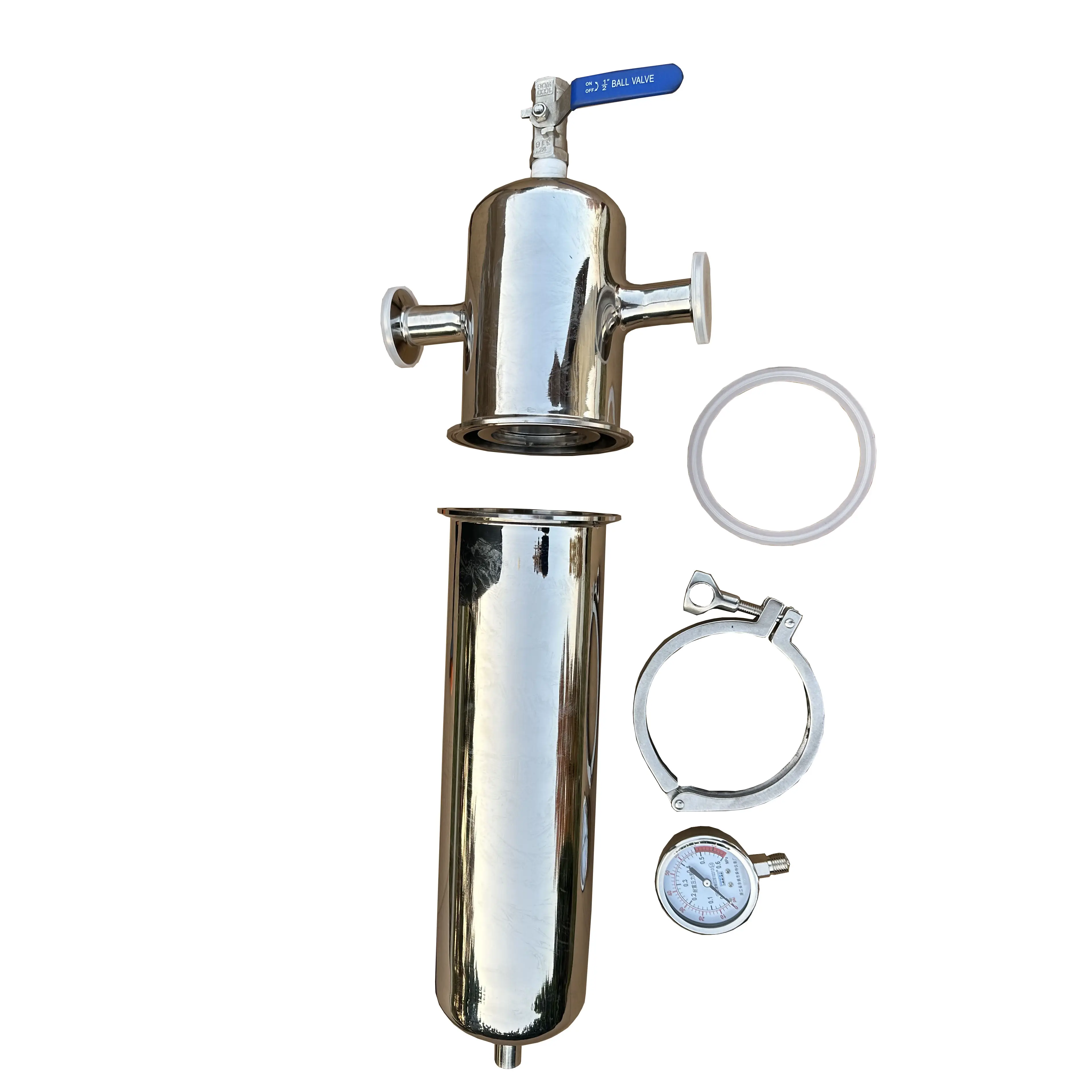 Boîtier de filtre 316L en acier inoxydable pour flux d'air de filtration de gaz sanitaire