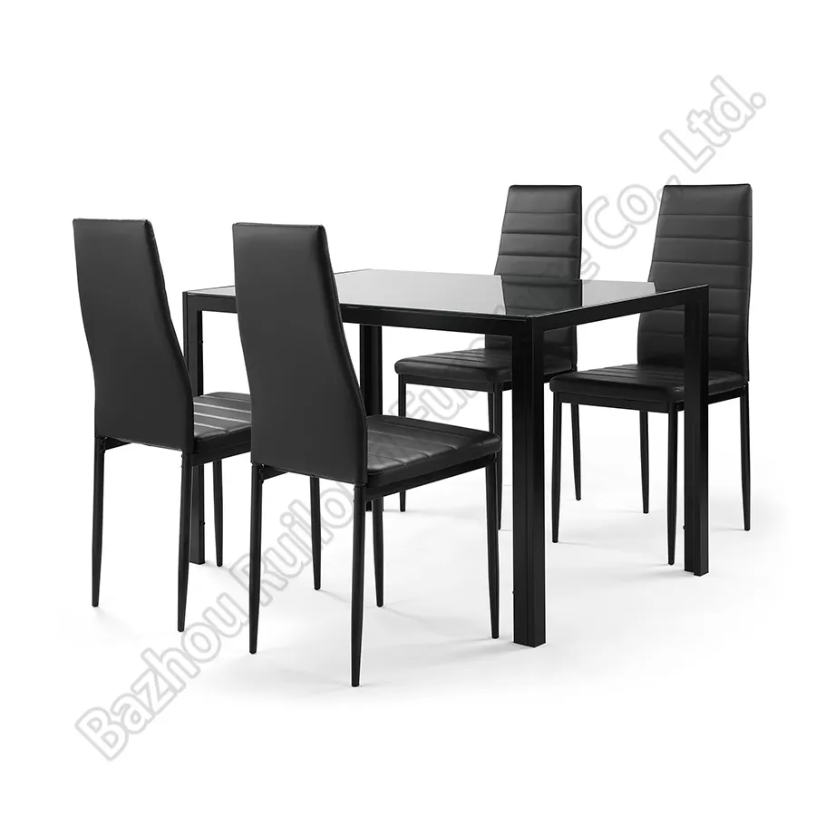 Meuble de Restaurant de luxe en verre trempé, Table à manger avec chaises, de Style moderne et américain, en Stock, nouvelle collection