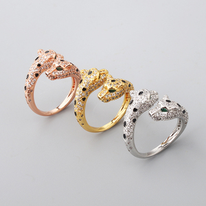 LX0716 роскошный позолоченный браслет с двойной леопардовой головкой Гепард пантера ААА Циркон тату пятна женский свадебный комплект украшений - Product Image 5