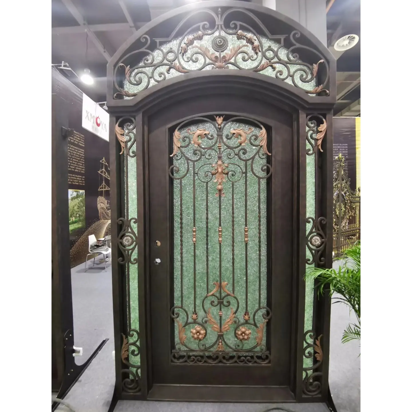 Puertas delanteras de hierro forjado de una puerta, hierro sólido de metal, entrada principal, proveedor de China