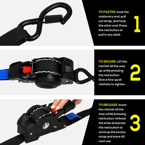 Một tay hoạt động 1 inch Chiều rộng tự động có thể thu vào Ratchet Dây đai với chống trượt xử lý cho Trailer an toàn - Product Image 4