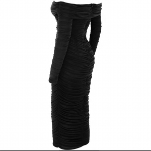 נשים קיץ סקסי שמלת bodycon סגנון חדש מזדמן שרוך ארוך שרוולים כבוי כתף midi mesh שמלה
