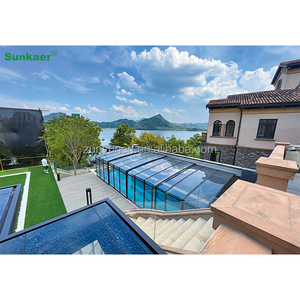 出厂价格坚固稳定的定制铝池外壳，带pc板防紫外线游泳池屋顶 - Product Image 3