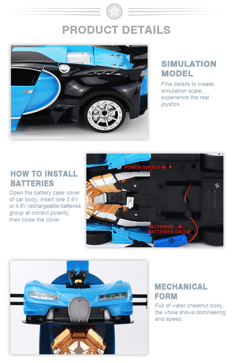 2- in-1 RC robot vehicle toy 1/12 transformation wireless remote control deformation car