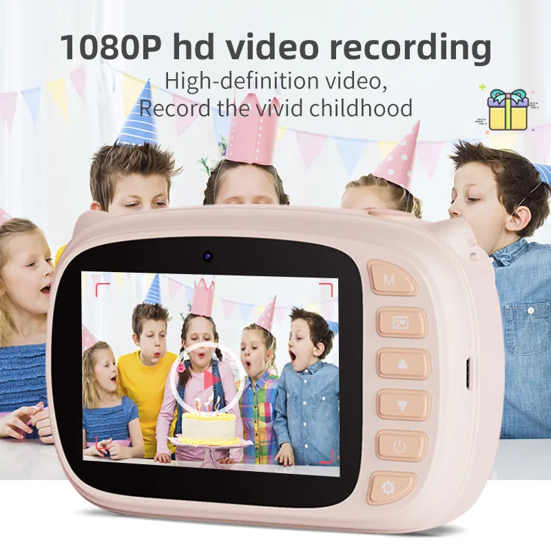 צעצועי מצלמה להדפסה חמה לילדים 1080P HD מיני מיידי מצלמת נייר מתנות צילום דיגיטליות ילדים מיידיים מצלמת הדפסת סלפי