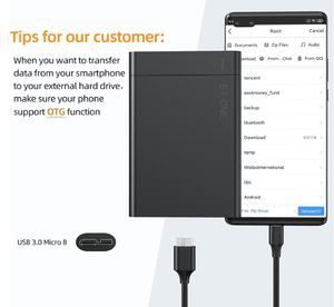 USB C Type C ตัวผู้เป็น Micro B 10Pin ซิงค์ข้อมูลความเร็วสูง10G และชาร์จสำหรับอุปกรณ์อัจฉริยะของฮาร์ดไดรฟ์ - Product Image 4