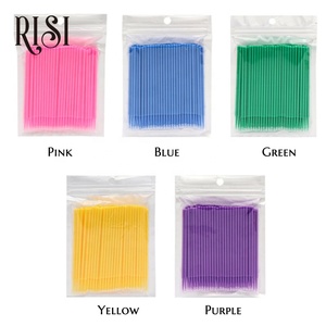 RISI RISI özel Logo makyaj araçları mikro aplikatör fırçaları kirpik uzatma mikro swablar 100 adet/torba mikro fırça aplikatör - Product Image 2