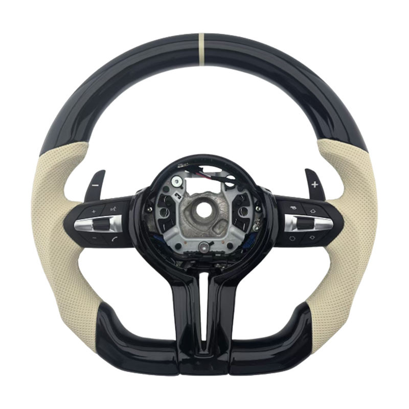 5 Series F10/F11/F18 Piano Black+Leather+Beige Stripe Stitch