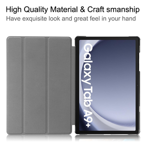 对于Tab A9 + 表壳，三星Galaxy Tab A9 Plus新款三折聚氨酯皮革支架翻盖智能睡眠背硬壳 - Product Image 3