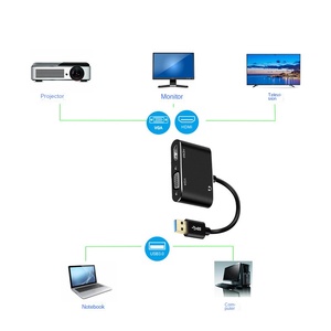 Concentrador de red USB 3,0 2 en 1 a HDMI, adaptador VGA compatible con 1080P, multipantalla, convertidor USB para Windows 7/8/10 OS, accesorios de PC - Product Image 4
