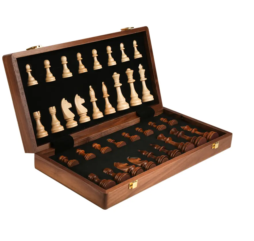 Simplee — jeu d'échecs en bois classique, combinaison pliable, meilleur cadeau ou équipement de voyage pour enfants et adultes, couleur classique