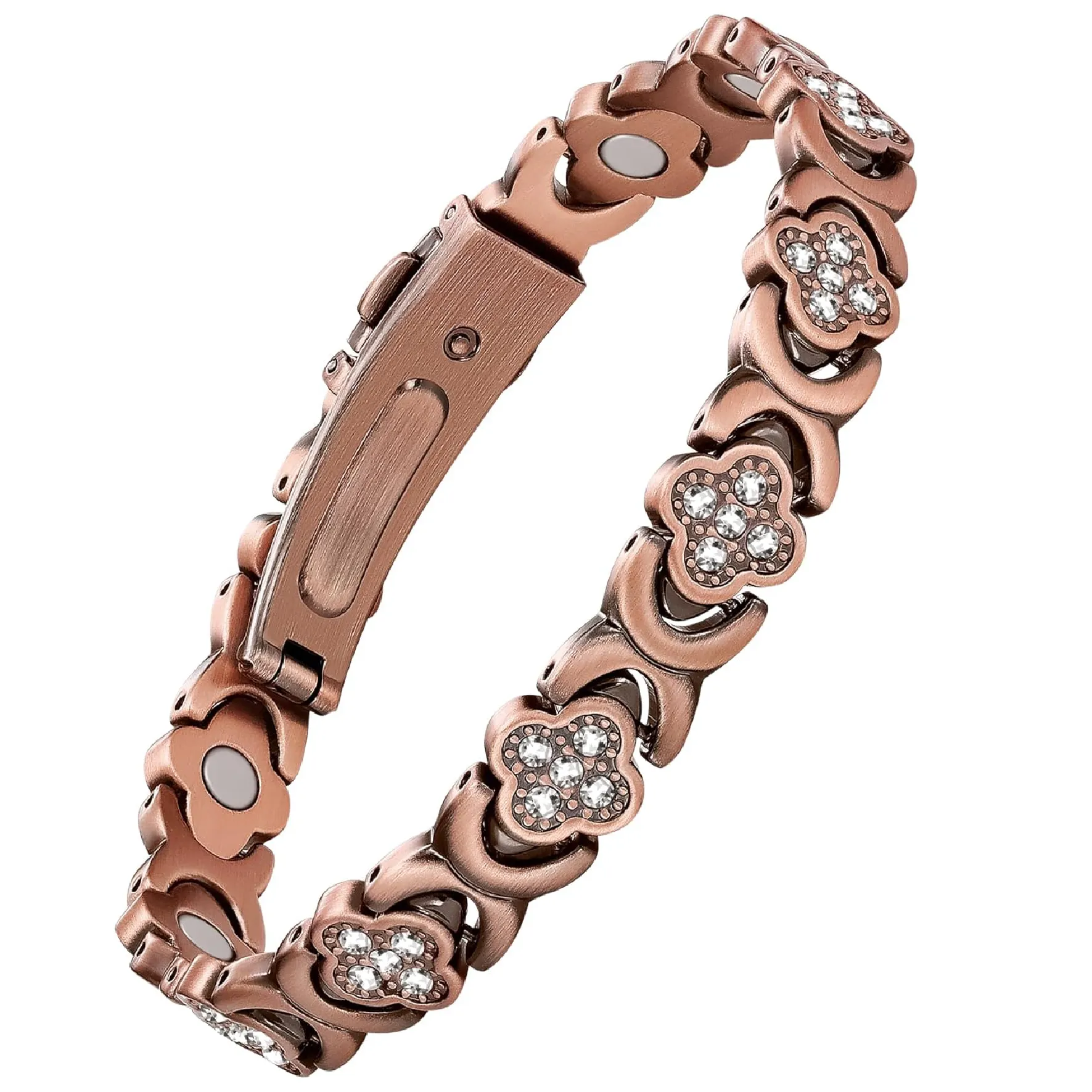 Bijoux fantaisie 4 breloques de trèfle à feuilles Ultra force aimant guérison Bracelet en cuivre pur Cooper bijoux pour hommes femmes