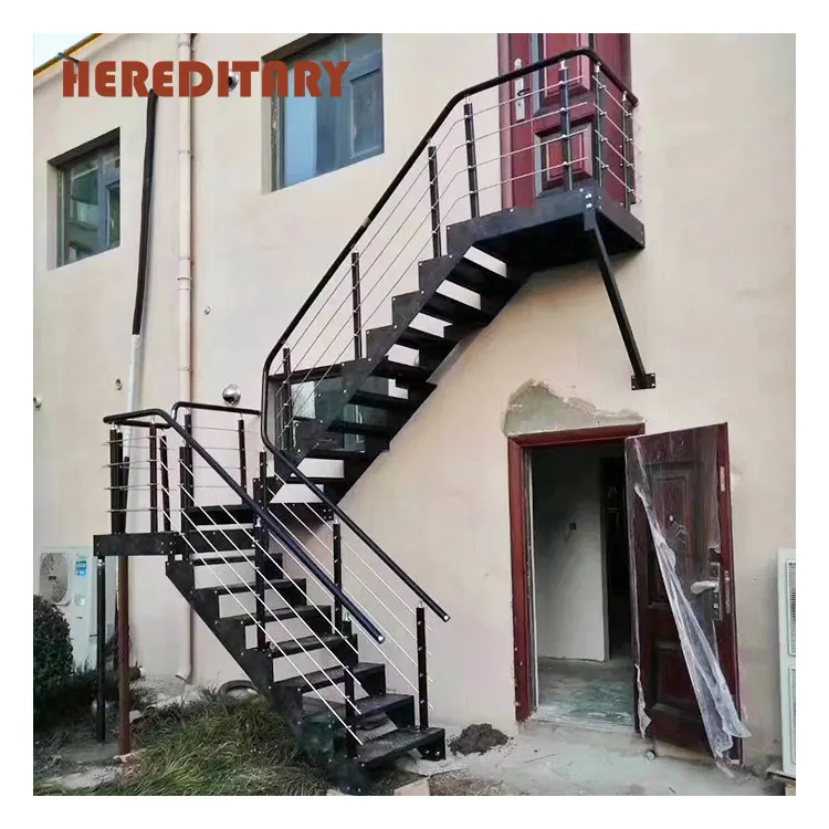 आवासीय सीढ़ियों आउटडोर स्टील सीढ़ी के लिए बाहरी स्टेनलेस स्टील रेलिंग डिजाइन