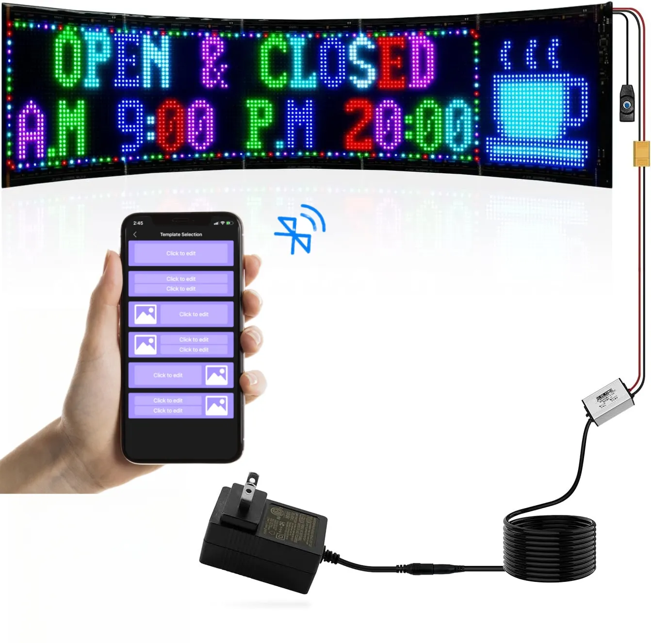 عرض ساخن شاشة تحكم بلوتوث لوحة مصفوفة ملونة مخصصة للإعلانات