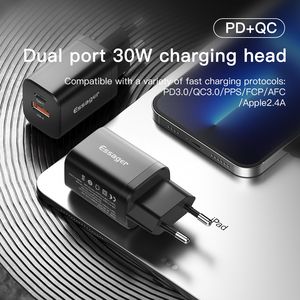 Essager USB Type C Fast Charger 30W QC PD 3.0 Dual Port <strong>Mini</strong> Portable <strong>Adapter</strong> for IPhone 13 12 <strong>IPad</strong> Xiaomi Fast Wall Chargers
