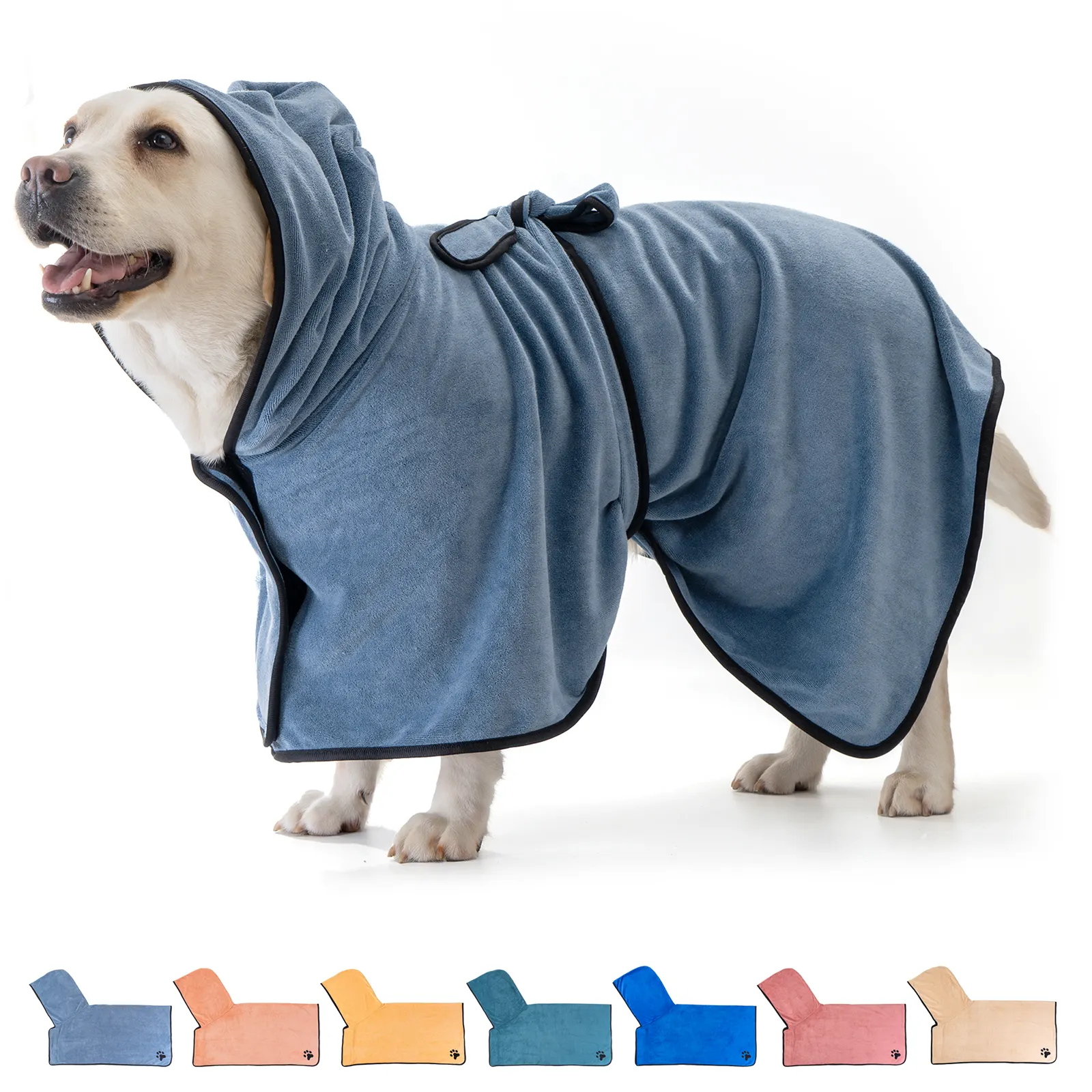 Custom Logo Fabricage Microfiber Katoenen Handdoek Super Absorberende Pet Droogjas Badjas Hond Badjas Voor Honden Met Kappen