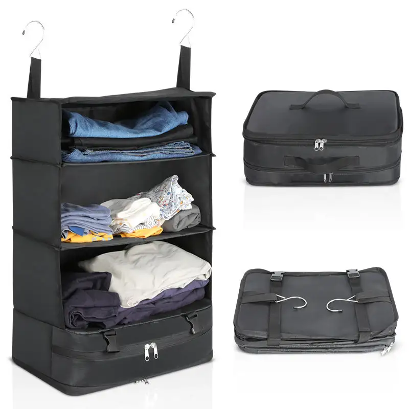 Factory Wholesale Foldable Portable Hanging Travel Shelves Bag Packing Cube Organizer Suitcase Storage Bag