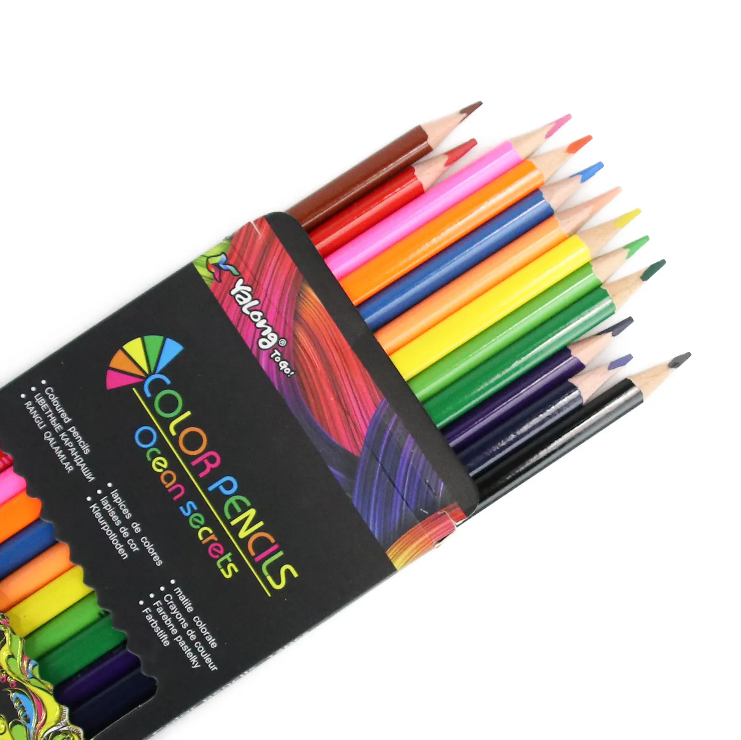 יאלונג מותאם אישית סיטונאי תלמיד אספקת אמנות 12 צבע קלאסי כריכה קשה עפרונות צבעוניים לילדים