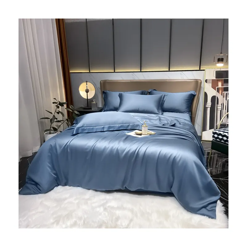 120S High-end hafif lüks basit çift taraflı gün İpeksi bahar yaz yatak çarşafı yastık kılıfı yorgan 4 adet nevresim takımı otel için