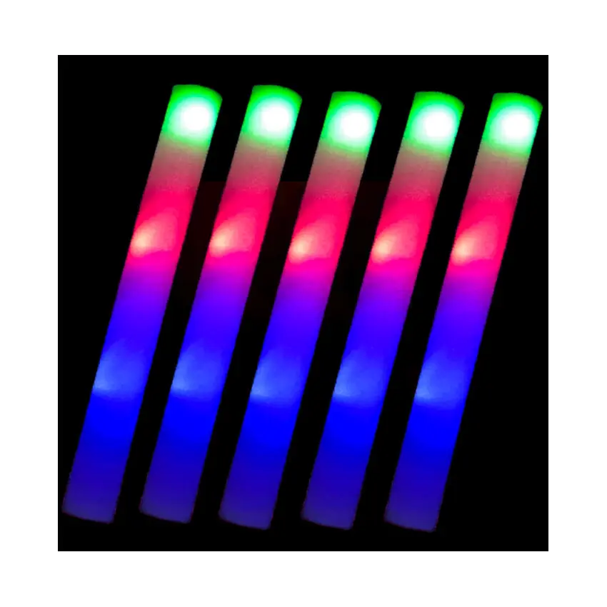 Glow In The Dark Red White Blue Light Up Fluorescent Led Foam Sticks For A Wedding