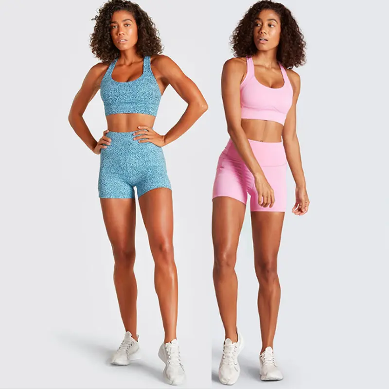 2021 two piece spandex quick dry summer woman fitness shorts tracksuit sets