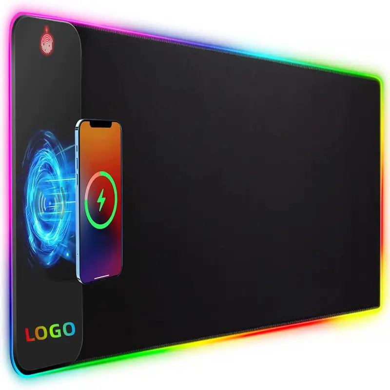 Draadloos Opladen Rgb Gaming Muismat 15W, Led Muismat 800X300X4Mm, 10 Lichtmodi Extra Grote Muismat