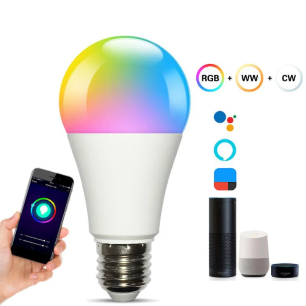 Telecomando musicale 9W illuminazione decorativa Smart lampadine RGB con oscuramento vocale colorato che cambia luce Smart Wifi